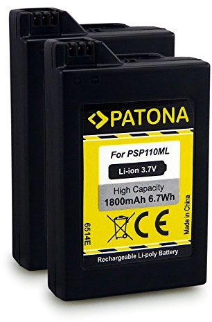 PATONA 2x Akku kompatibel mit Sony PSP-1000 PSP-1000G1 PSP-1000G1W PSP-1000K PSP-1000KCW