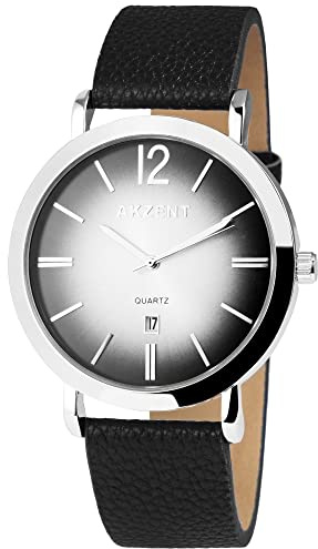Raptor Akzent Herren-Uhr Kunstleder Dornschließe Datum Analog Quarz 2900007 (schwarz)
