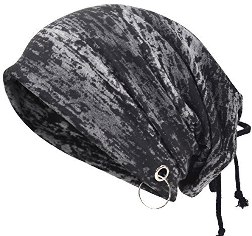 Herren Cool Slouch Mütze Dünne Sommer Schädel Hip-Hop Hüte (BD81-Schwarz)