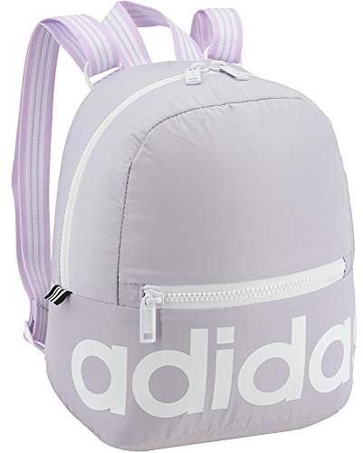 adidas Linearer Mini-Rucksack, kleine Reisetasche, Auslaufmodell, Lila getönt/weiß, OSFA, Linearer Mini-Rucksack, kleine Reisetasche, Auslaufmodell