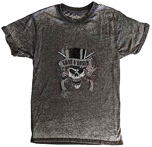 Guns N' Roses T Shirt Faded Skull Nue offiziell Unisex Charcoal Grau Burnout L