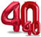 FUNXGO® folienballon 40 rot - 2 Stück - 42 & 17- luftballon zahl 40 - Zahlen rot Ballon 40 Deko zum Geburtstag, Hochzeit, Jubiläum oder Fest, Party Dekoration -100cm & 38cm- ballon rot 40