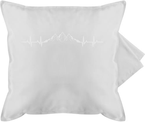 Kissenbezug - Deko Kissen Hobby - Berge Herzschlag I Geschenk Bergliebhaber I Bergliebe - 50 x 50 cm - Grau - motiv berg baumwollkissen , hiking pillow mountains wander kissenhüllen mit bergmotiv