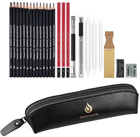 Juego de lápices de dibujo y bocetos de 26, kit de dibujo de materiales artísticos, juego de lápices profesionales de grafito y carboncillo, principiantes artista estudiante (Stile1)
