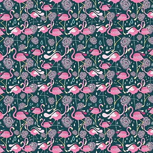 11,99€/m Flamingo 100% Baumwolle Baumwollstoff Kinder Meterware Handwerken Nähen Stoff (Flamingo Blume Petrol Rosa, 100x160cm (11,99€/m))