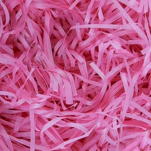 Emartbuy Hot Pink Shredded Paper 500 grams – Soft Tissue Gift Filling for Hampers, Packaging & Crafting | Lightweight Crinkle Paper for Gift Boxes, Baskets, Parcels & Decorations