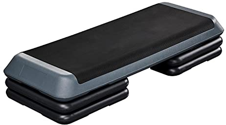 Yaheetech 3-Tier Aerobic Step Platform with Adjustable Risers, Gray | Adjustable Fitness Exercise Stepper, Stable Support for Daily Home Gym Strength Training Sessions