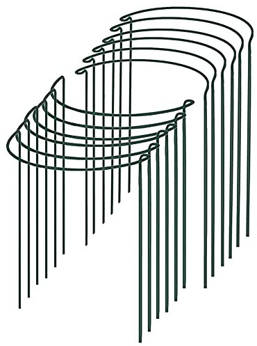 12 Pack Plant Support Stake, Metal Garden Flower Support Green Half Round Ring Cage Holder for Flower, Peonies, Hydrangea, Rose, Tomatoes, Lily, Peony (15.8 x 10 inch)