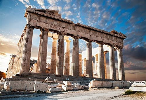 Renaiss 3x2m Griechenland Akropolis Antike Ruinenstätte Hintergrund Parthenon Tempel Säulen Hintergrund Reise Urlaub Party Dekoration Kinder Erwachsene Porträts Fotografie Fotostudio Requisiten