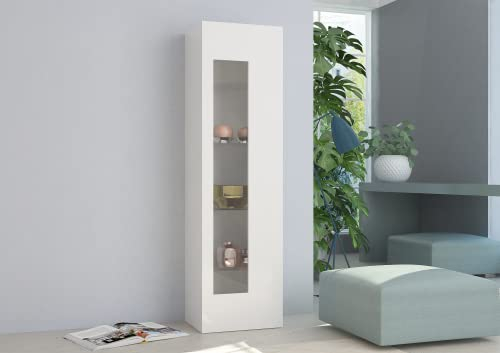 möbelando Vitrine Vitrinenschrank Standvitrine Standschrank Beistellschrank Daiquiri I Weiß Hochglanz