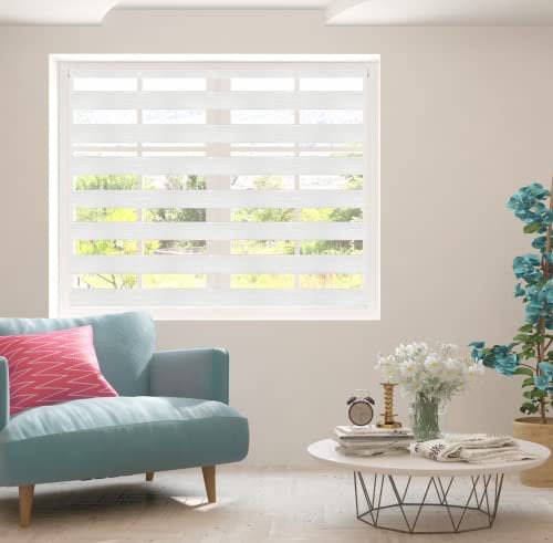 ZEBRA BLINDS | Day and Night | 50-55-65-75-85-95-105-115-125-135-145-155-165-175-185-195-205-215-225-230 cm Width | 150 cm Drop | Made to Measure | Customized | Bespoke (White, 95cm)