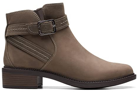 Clarks Maye Strap, Chelsea Boot Donna, Dark Taupe Lea, 36 EU