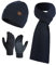 YULOONG Winter Beanie Mütze Schal Touchscreen Fahrhandschuhe Set für Herren Damen Rippstrick 3 in 1 Marine