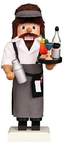 Christian Ulbricht Premium Nussknacker - Barkeeper - 43,8 cm hoch - Holzfarben - Einzigartiger - Einfarbig - Cocktails - Made in Germany