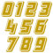 Autodomy Motorrad Motocross Nummer Startnummer Aufkleber Paket 10 Stück für Motorrad Quad ATV Auto | Rennummer Sticker Widerstandsfähig Gegen Regen und Sonne | Gold