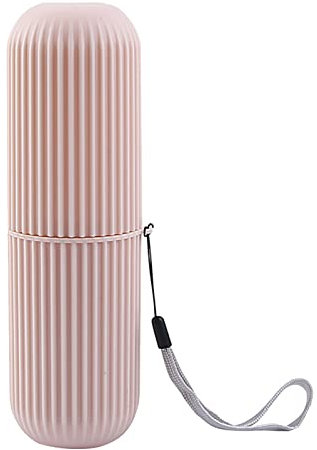 Serlium Custodia da viaggio per spazzolino da denti, custodia per spazzolino portatile Porta spazzolino da viaggio antiscivolo in PP con coperchio per campeggio da viaggio in famiglia(Rosa)