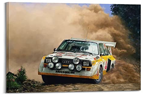 Vintage-Auto-Poster, Audi Sport Quattro S1, Rallye-Autorenn-Poster, dekorative Malerei, Leinwand, Wandposter und Kunstdruck, moderne Familienschlafzimmer-Dekoration, Poster, 40 x 60 cm