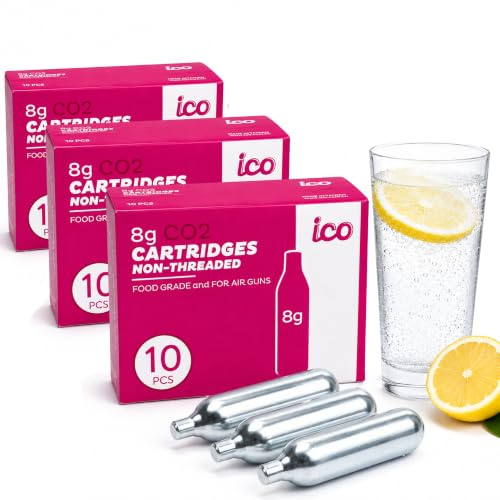 8g CO2 Cartridge for Soda Syphon (30pk) Soda Syphon Cartridges Non-Threaded | Premium Quality Food-Grade Carbon Dioxide Chargers for Seltzer [NOT FOR WHIPPED CREAM]