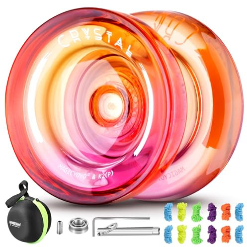 MAGICYOYO Double Usage pour Enfants - Parfait pour Débutants et Joueurs Avancés, Remplacement Supplémentaire Non Responsable + 12 Cordes + Outil de Retrait + Axle + Sac