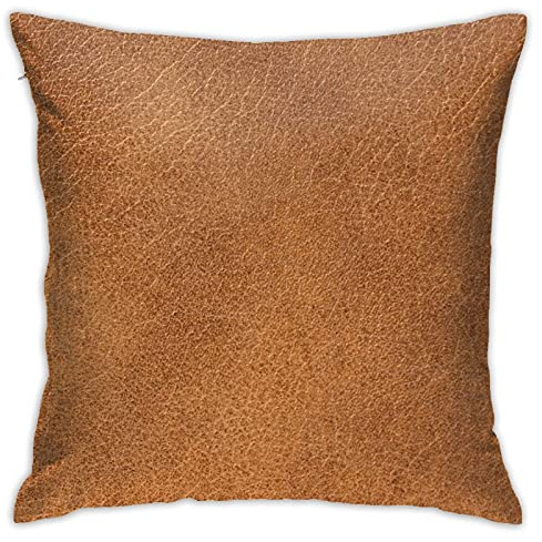 Cognac-Leder-Simulations-Textur-Überwurf-Kissenbezug, gemütlich, quadratisch, Heimdekoration für Bett, Couch, Sofa, Wohnzimmer, Kissenbezug, 45,7 x 45,7 cm, Einheitsgröße