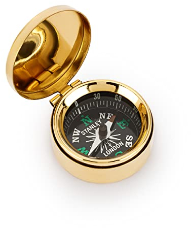 NKlaus Maritim Kleiner Kompass 3,5cm mit Deckel aus Messing Gold Taschenkompass 11651