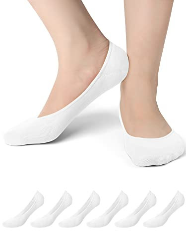 No Show Socks for Women - 6 Pairs Non Slip Invisible Socks Women, Cotton Ultra Low Cut Liner Socks Ladies Trainer Sneaker Socks Shoe Liners for Loafer Flats Boat Shoes UK Size 5.5 to 8