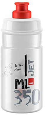 Elite Borraccia Jet 350ml Trasparente Borraccia Ciclismo Sportiva Senza BPA Bottiglia Bici per Ciclismo Strada MTB (Trasparente/Logo Rosso, 350ml)