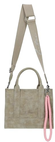 Fritzi SquareN Vintage Crossbody Kunstleder Damen Umhängetasche Handtasche Festival City vegang 20,5 x 26 x 11 cm – Schwarz, Rosa, Braun, Gruen, Grau, Pink, Blau, Anthrazit, Curry, Rot, Gelb
