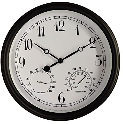 LOVIVER Outdoor Wanduhr, Wasserdicht, Thermometer, Hygrometer, Zaun, Pool, Uhr