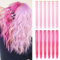 IAMERUI Mehrfarbige Haarverlängerungen Party Highlights Gerade Clip in/auf gefärbtem Haar Strähne Synthetik Haarteile (Hellrosa+Rosa)