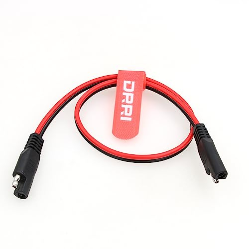 DRRI 16AWG 12V Auto Zigarettenanzünder auf SAE Schnellspanner Adapter Verlängerung Ladekabel mit Sicherung und LED-Licht für Solarbatterie (SAE-SAE 50CM)