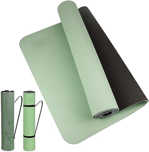 m Mu, Tpe Yogamatte, Weiche Dünne Doppelseitige Rutschfeste Trainingsmatte Mit Hoher Dichte, Wasserdicht, Größe 183X61X0,7Cm, Mit Tasche Und Tragegurt, Für Pilates, Sport, Workout, Fitness, Meditation
