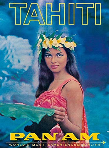 Metal Sign Wall Plaque Tahiti Tahitian South Pacific Polynesia Pan Am Travel Airline Art Retro Decor House Home Metal Poster Tin Signs 8X12 Inch