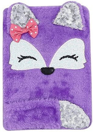 BOLLEY JOSS Lovely Animals Notebook Kids Plush Diary for Girls Teens Fuzzy Journal Writing Pad A5 Lined 160 Pages