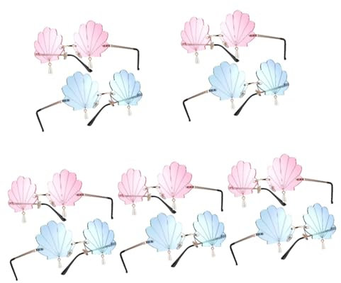 Happyyami 10 Stk Muschel-Anhänger-Brille Sonnenbrille schicke Brille rahmenlose Brille Partybrille Rave-Brille lustige Brille kreative brille modisch Requisiten Hülse Pulver Kind Gläser