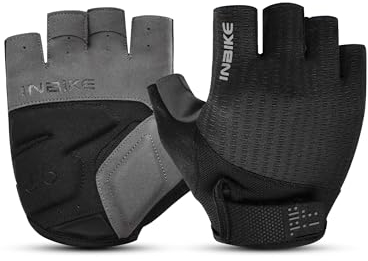 INBIKE Fahrradhandschuhe MTB Moutainbike Handschuhe Sommer Haslbfinger Fingerlos Herren Damen rutschfest Stoßfest Elastisch Reflektierend Atmungsaktiv Radsport Multifunkton IHC215 Schwarz M