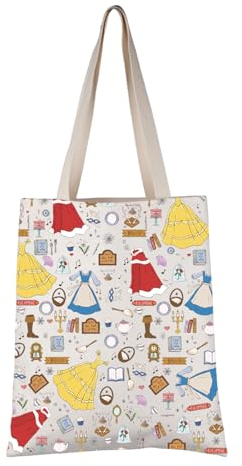Pyoul Beauty Fairy Movie Inspired Gift Beauty Movie Elements Tote Bag Belle Fan Handtasche Beauty Movie Merchandise Book Lover Gift, Beauty Movie Tote, medium