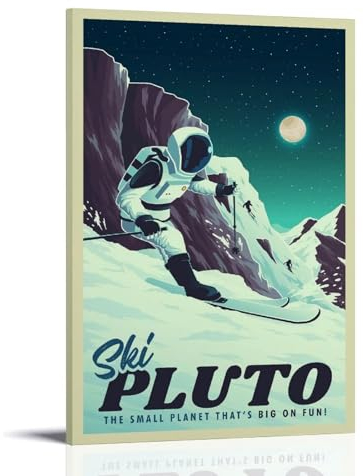 CTATOGE Vintage-Reiseposter, Pluto-Poster, Leinwand, Gemälde, Wandkunst, Bild, Heimdekoration, Druck für Schlafzimmer, Wohnzimmer, 30 x 45 cm, Rahmenstil