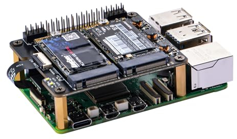 GeeekPi N20 Dual M.2 NVMe SSD Shield PCIe Peripheral Board for Raspberry Pi 5, Support Dual M.2 M-Key NVMe SSD 2242