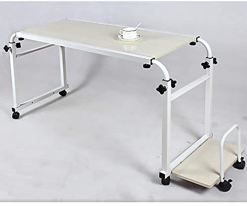 Überbetttische, Laptoptisch, höhenverstellbar, mit Rollen, Tablett mit Host-Regalbrettern, Abnehmbarer Ständer, anhebbare Halterung, Schreibtisch aus MDF-Material