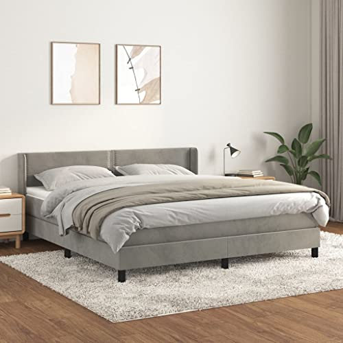 Juroupi Boxspringbett mit Matratze Boxspringbett Polsterbett Bettgestell Bett Mit Matratze Hellgrau 180x200 cm Samt - 3130913