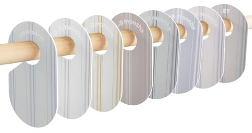 3 Sprouts Baby Closet Dividers Set of 8, Closet Organizer, Stripe | baby clothes sizes; newborn to toddler sorting; nursery closet labels; room organization.