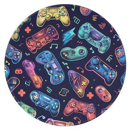 Mexpekil Tapis de souris de jeu rose avec base en caoutchouc antidérapant, petit tapis de souris rond avec bords cousus, accessoires de bureau pour travailler et jouer, 20,3 cm