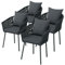 STEELSØN Gartenstuhl Nair 4er Set, Armlehnenstuhl aus Rattan, Balkonstuhl mit Sitzkissen, pulverbeschichtetes Stahlgestell, Dunkelgrau