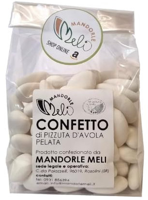 Confetti Mandorla Bianchi - Mandorle Siciliane Pizzuta d'Avola Pelate Ricoperte di Zucchero - Ideali per Matrimonio, Laurea, Comunione e Battesimo (500g)