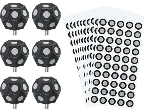sourcing map 6 Pcs 3D Magnetic Ball Marker with 1000 Pcs 6x10mm 3D Scanning Markers 3D Tracking Dots Reference Point 3D Target Diffuse Reflection Markers 3D Scanner Turntable Compatible