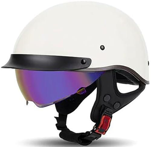 Retrò Caschi Jet Mezzo Casco Da Motociclista, Portatile Casco Scodella DOT/ECE Omologato, Vintage Sicurezza Estivo Moto Mezzo Casco, Casco Moto Jet Per Donna E Uomo Adulto 8,M=57-58CM