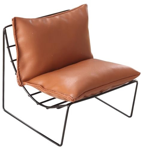 Xweptuy 1 6 Skala Puppenmöbel, Vintage Leder -Puppenhaus -Couch mit Rückenlehne, fauler Sofa Dollhouse Stuhl für Puppenhausmöbelzubehör, Hellbraun
