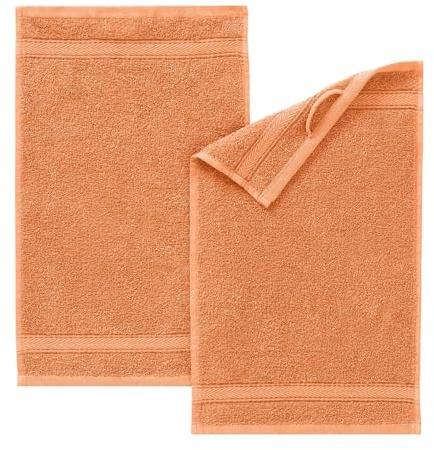 G BETTWARENSHOP Frottierserie Essential – Hochwertige Handtücher aus 100% Baumwolle – Saugstark, Weich & Pflegeleicht Gästetuch 2er Pack 30x50 cm, pfirsich