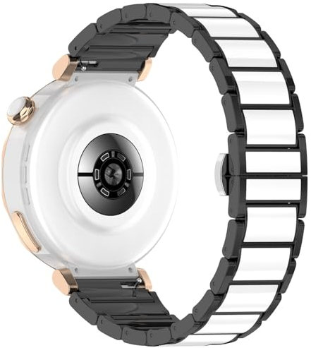 Pulsera de cerámica de acero inoxidable compatible con Huawei Watch GT 5 Pro 42 mm, pulsera de repuesto de acero inoxidable de 18 mm, correa de metal elegante para Huawei Watch GT5 Pro de 42 mm, mujer